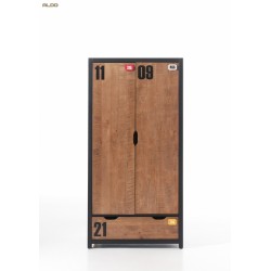 Ντουλάπα ξύλινη 2 φύλλα Alex - MDF + Ξύλο πεύκου - 100Μx55Πx200Υ